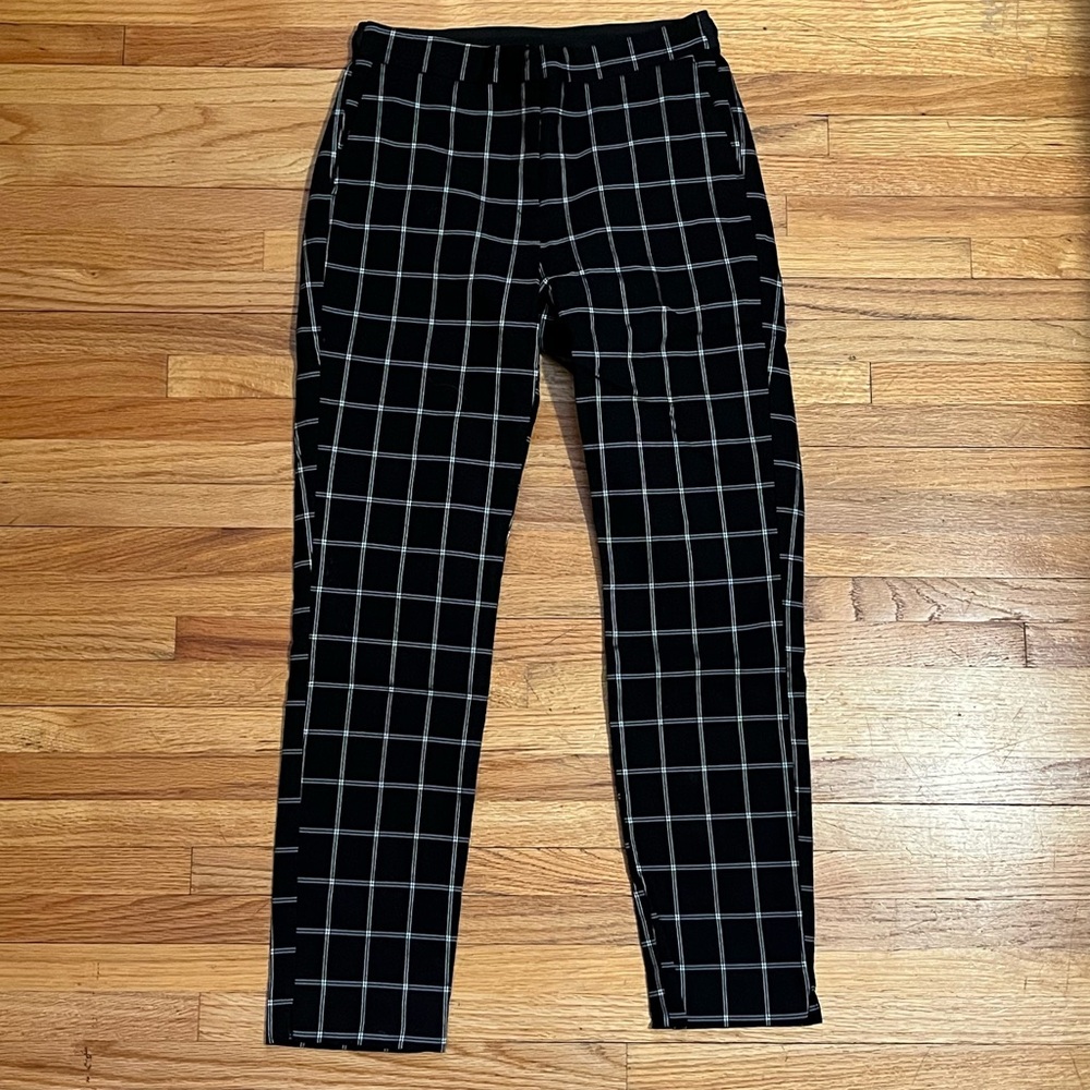Zara black and white checked trousers